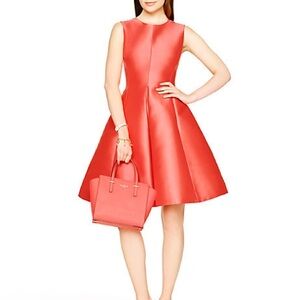 Vibrant Coral Kate Spade Heritage Fit and Flare Dress with Pockets